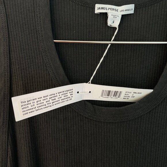 James Perse Ribbed Daily Tank - Carbon Pigment - Size 4/XL - NWT - Picture 3 of 6